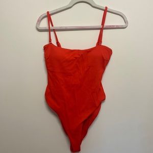 Mango red ribbed one piece
